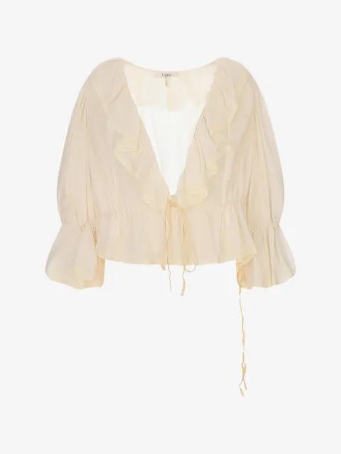 Chloé ruffled lace-trim blouse