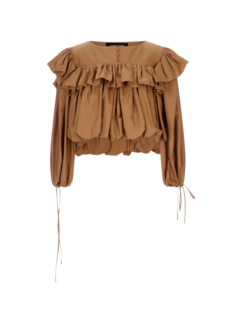 Chloé ruffled-trim long-sleeve blouse - Marrone