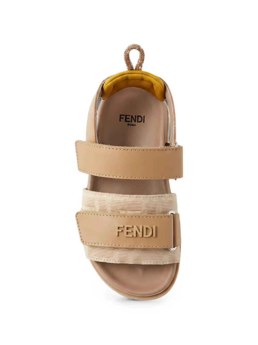 Fendi Kids logo-patch touch-strap sandals Beige