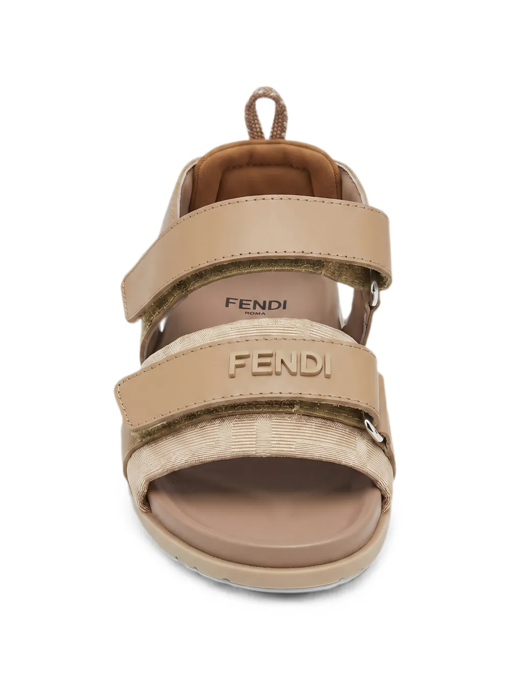Fendi Kids logo-patch touch-strap sandals Beige