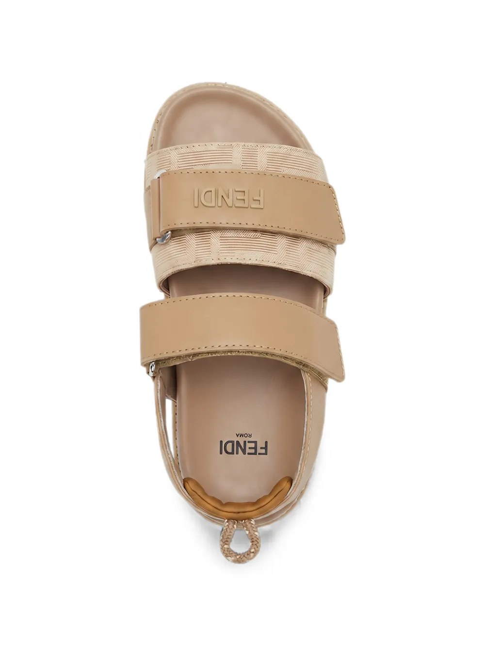 Fendi Kids logo-patch touch-strap sandals Beige