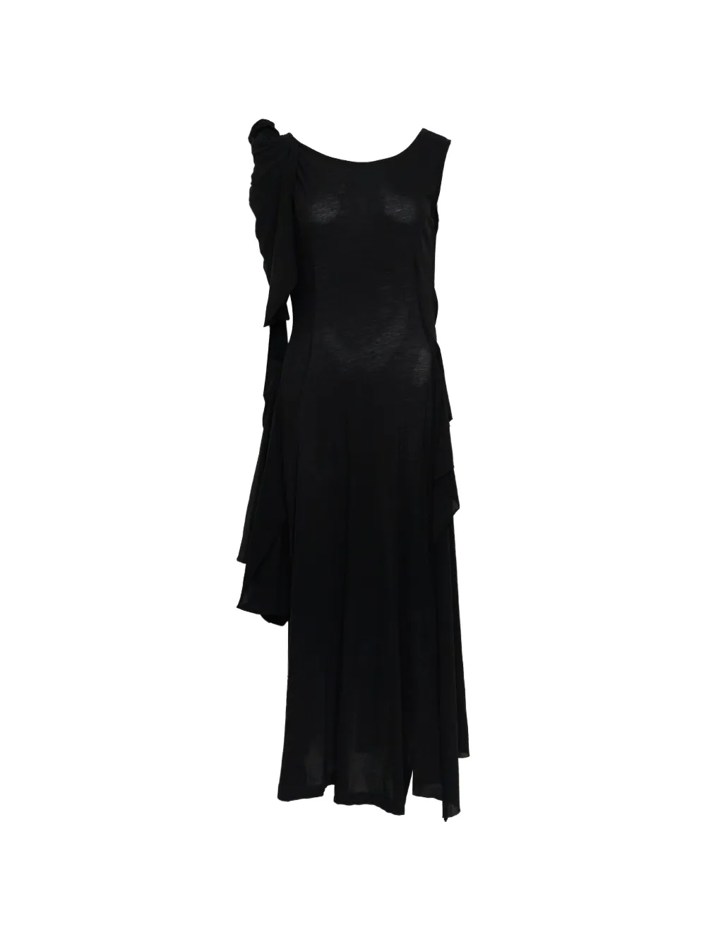 Yohji Yamamoto draped ruffled dress - Black