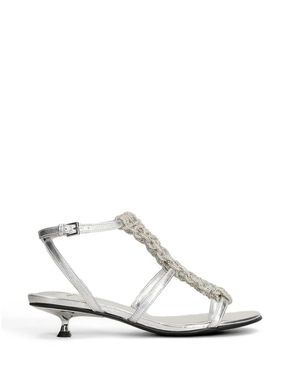 Marc Ellis crystal-embellished metallic-finish sandals Grijs