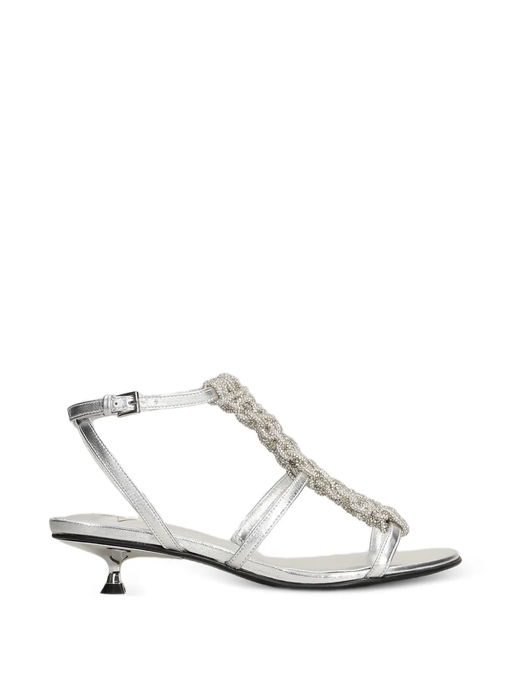 Marc Ellis crystal-embellished metallic-finish sandals - Grigio