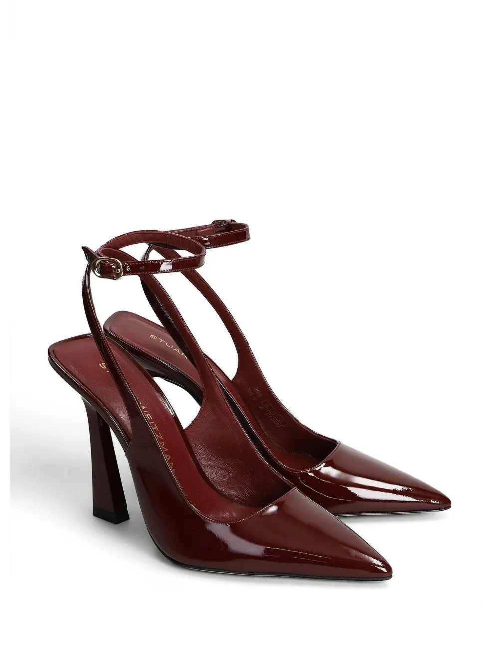Stuart Weitzman patent-finish ankle-strap pumps Rood