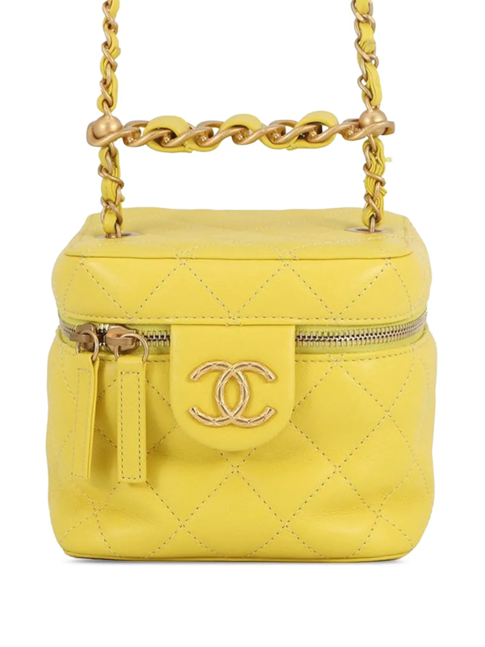 CHANEL Pre-Owned 2021-2026 Small CC Quilted Lambskin Vanity Case crossbody bag - Giallo