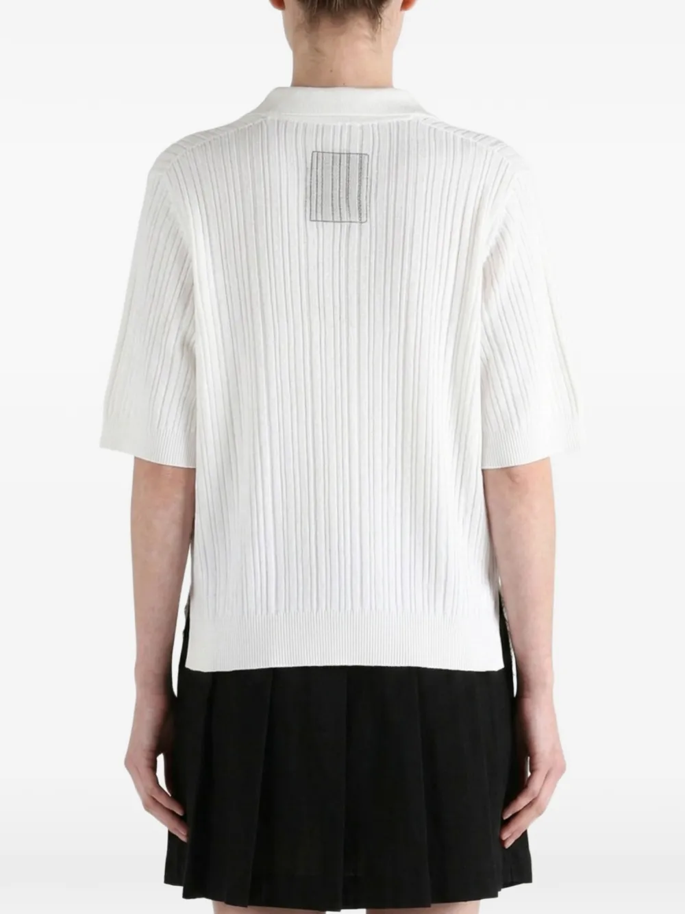 Uma Wang Geribbelde blouse met kanten afwerking Wit