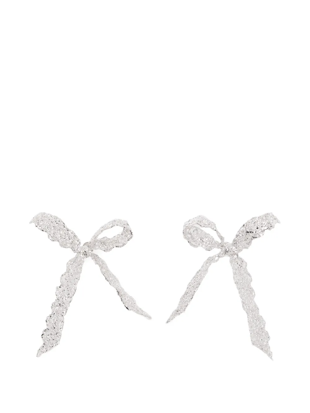 SHUSHU/TONG lace-effect bow earrings - Argento