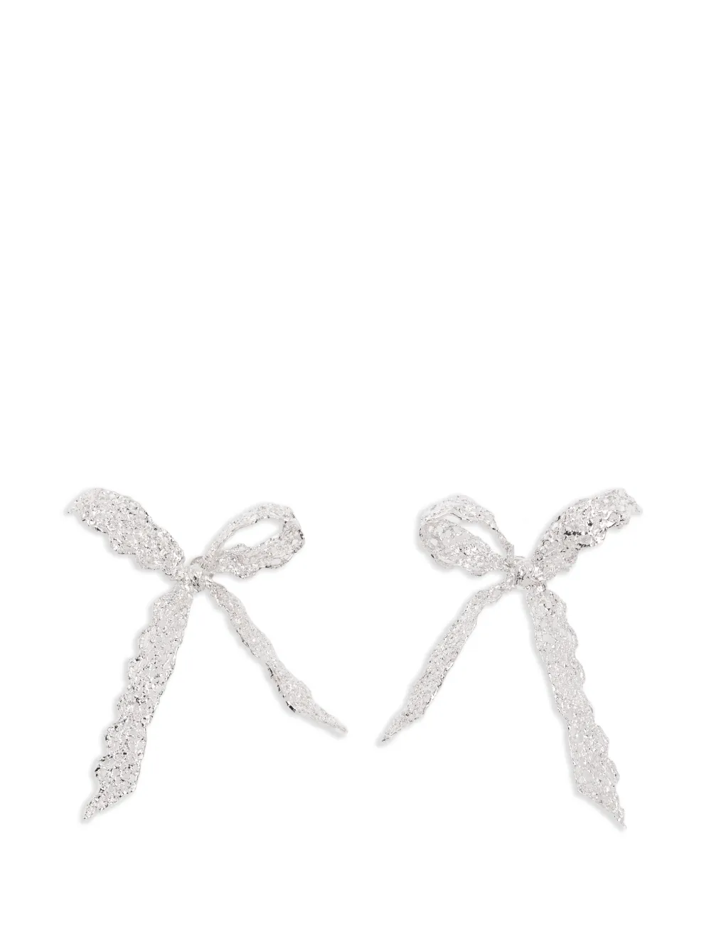 SHUSHU/TONG lace-effect bow earrings - Argento