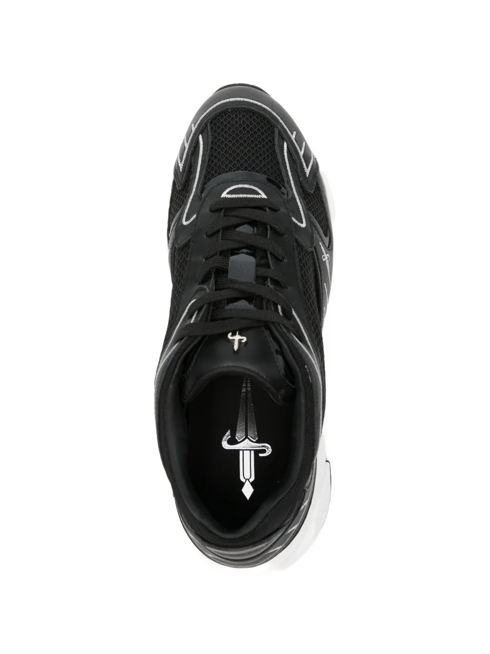 Cesare Paciotti mesh-panelled embroidered sneakers Zwart