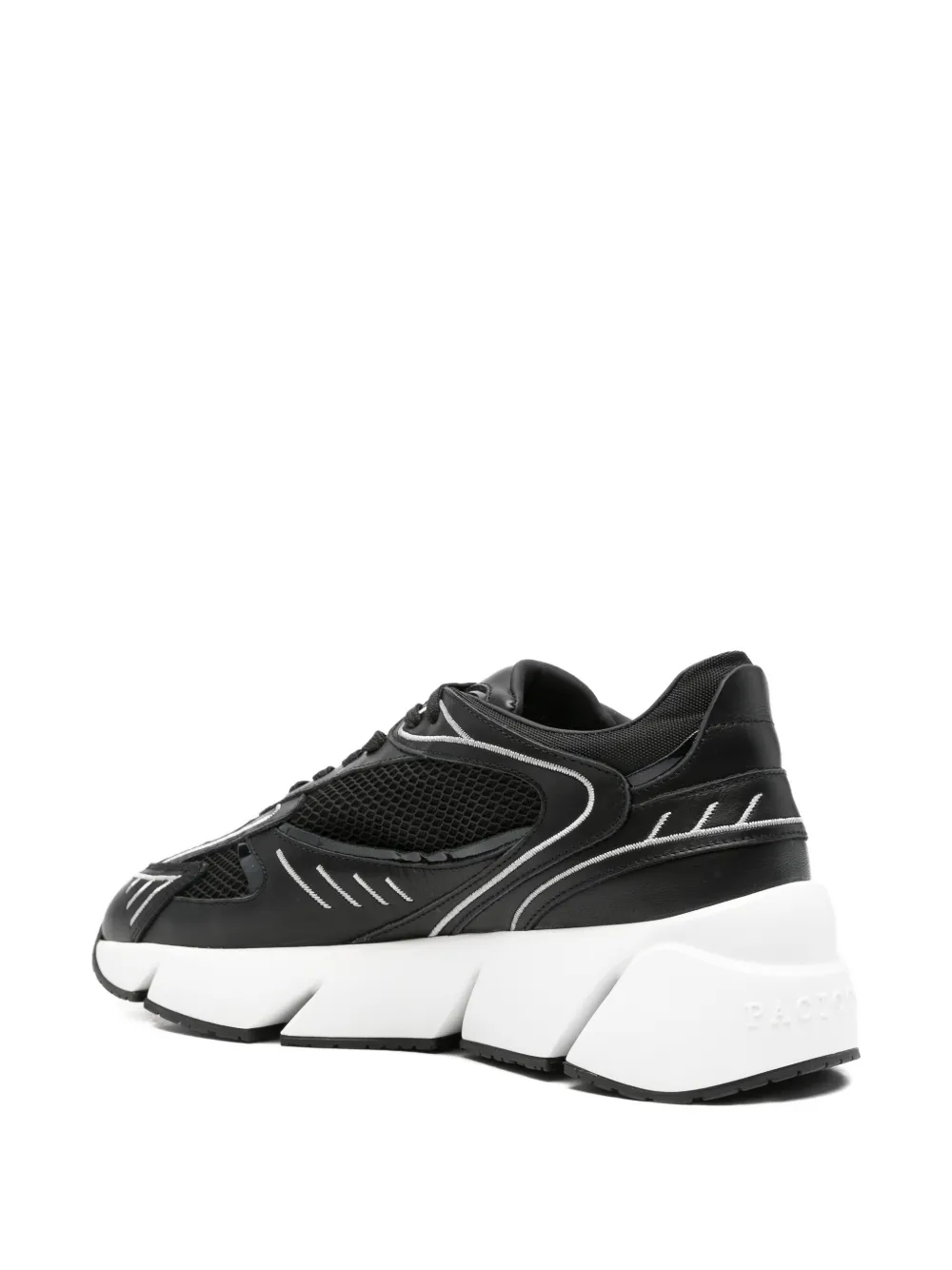 Cesare Paciotti mesh-panelled embroidered sneakers Zwart