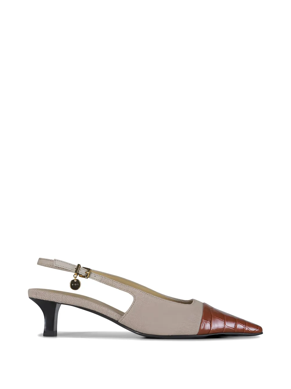 Tod's Slingback croc-effect canvas pumps Beige