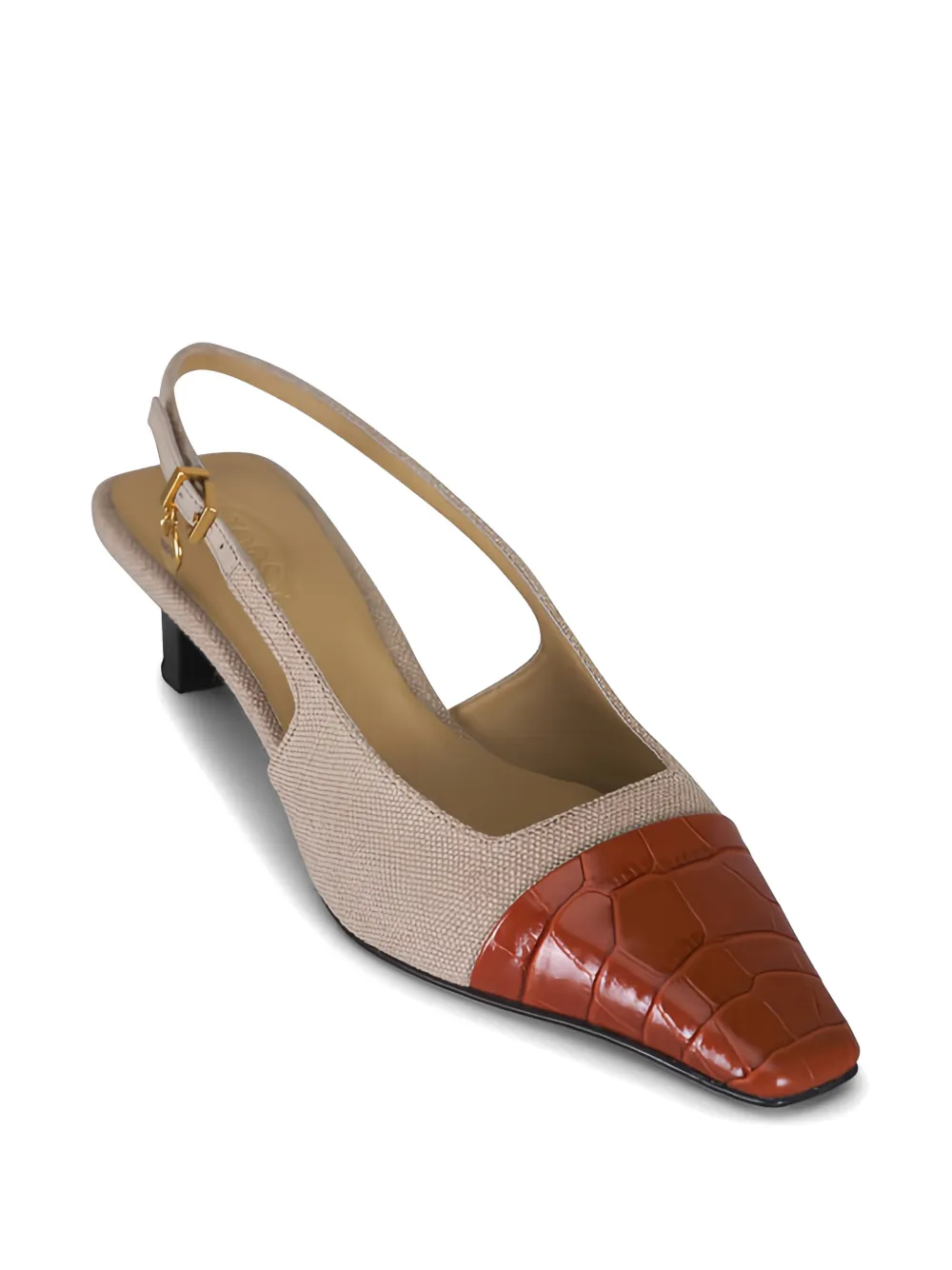 Tod's Slingback croc-effect canvas pumps Beige