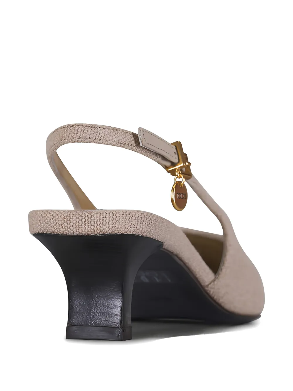 Tod's Slingback croc-effect canvas pumps Beige