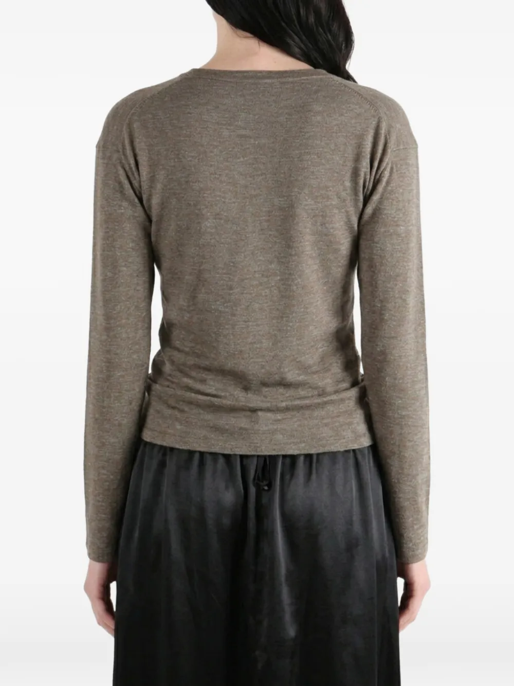 The Elder Statesman Lenny T-shirt met knopenbies Bruin