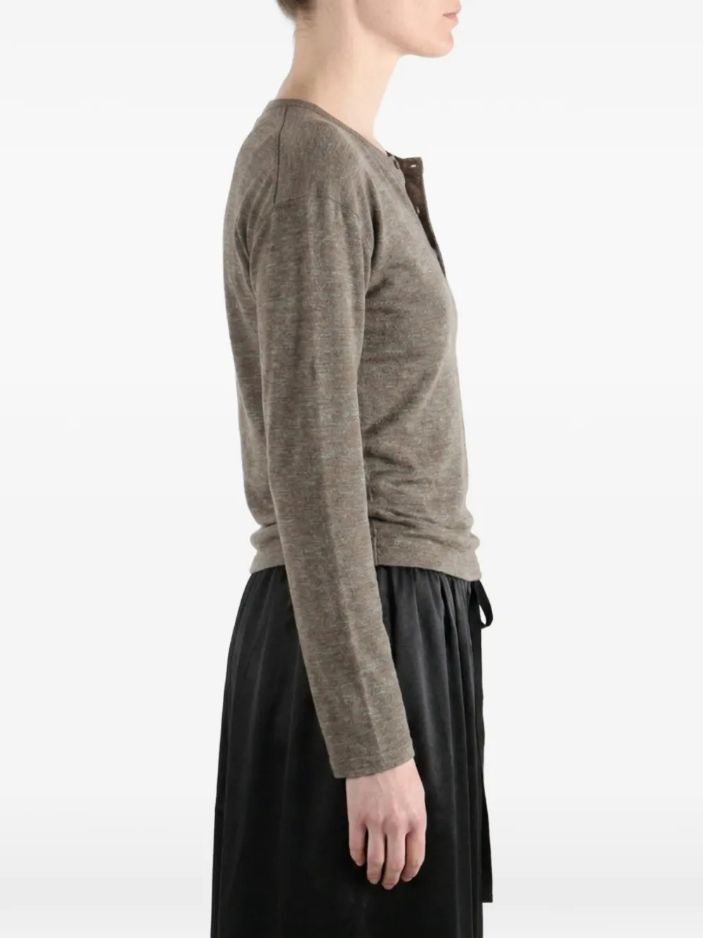 The Elder Statesman Lenny T-shirt met knopenbies Bruin