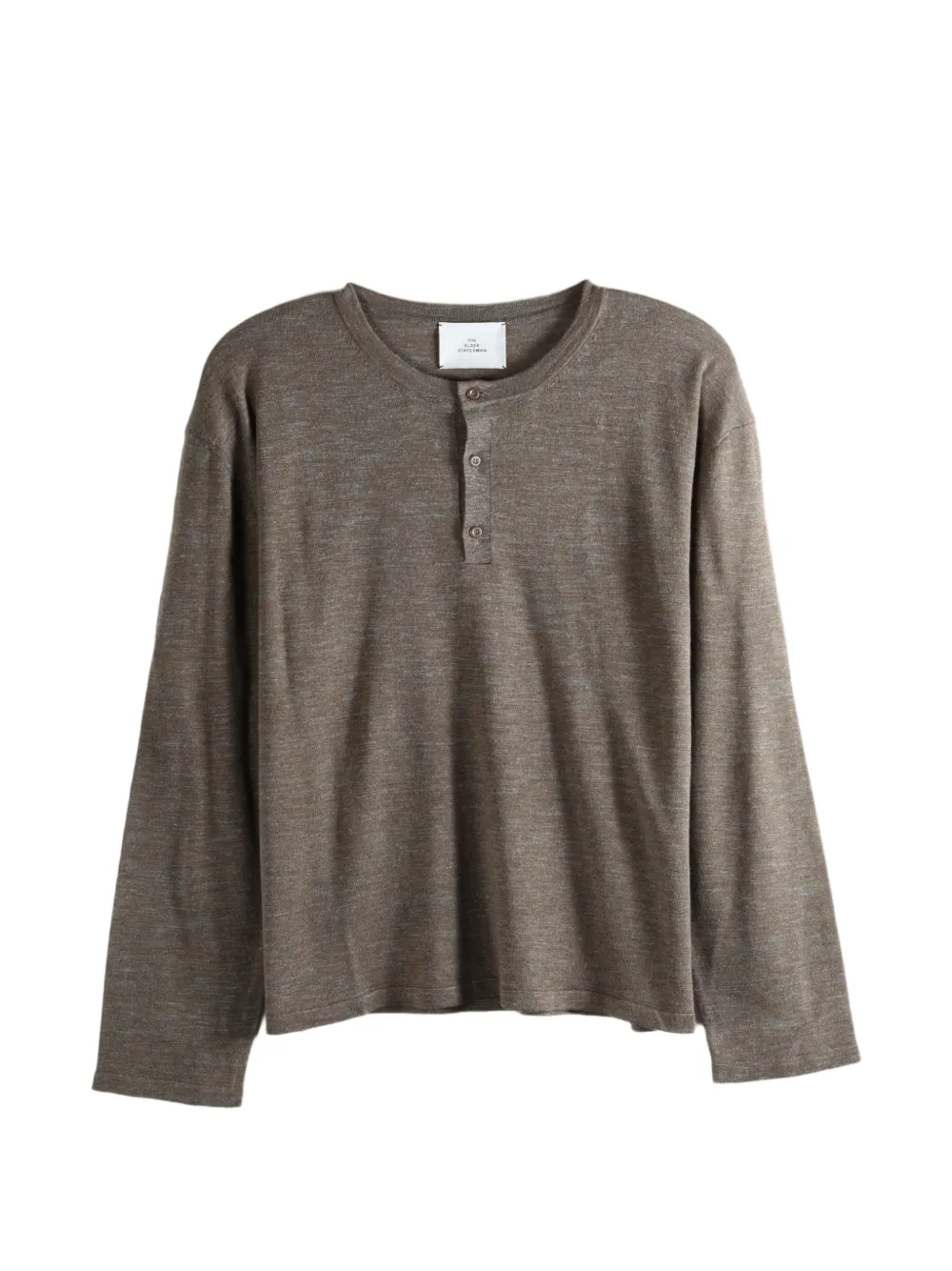 The Elder Statesman Lenny button-placket long-sleeve sweater - Marrone