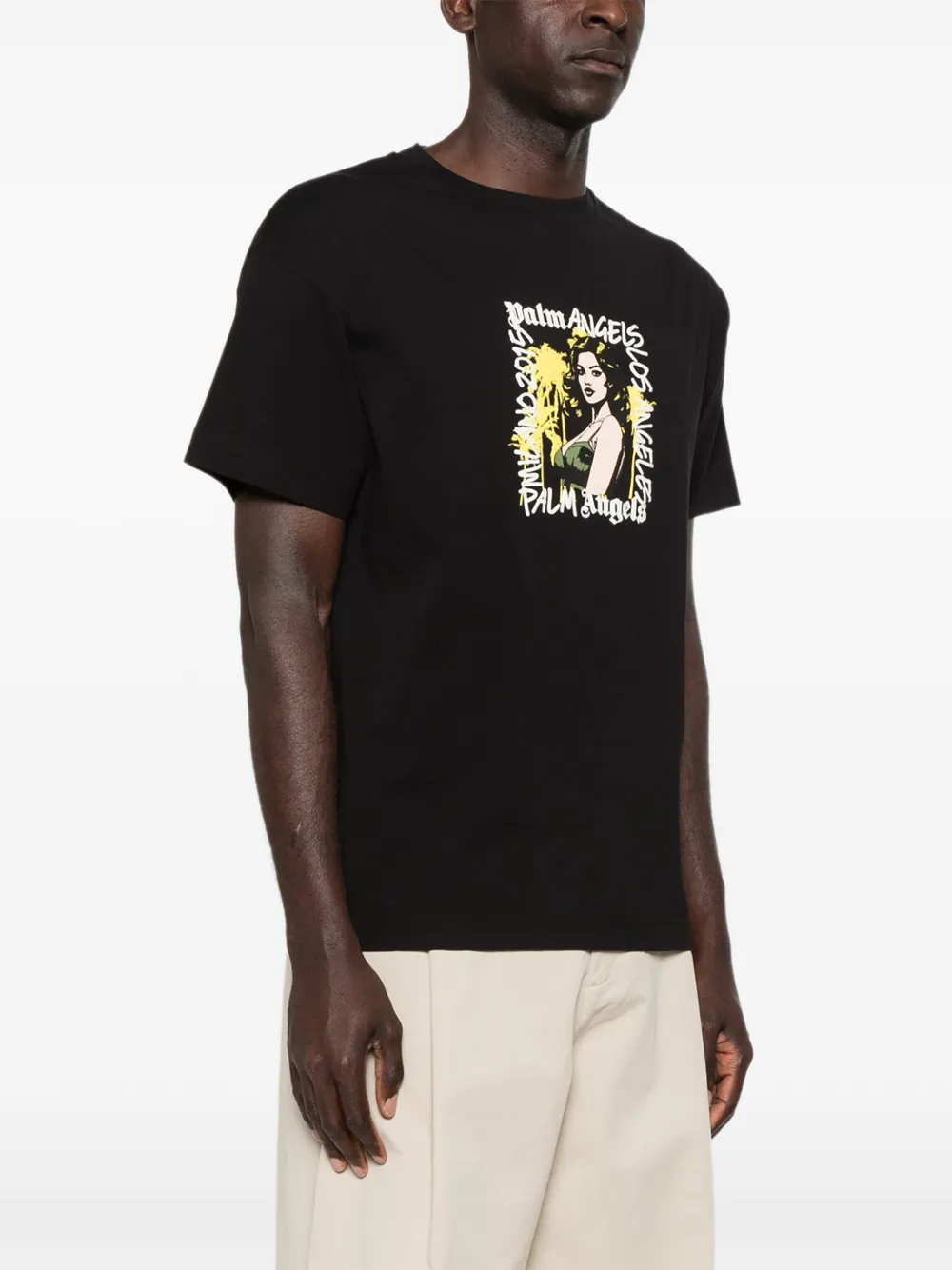Palm Angels T-shirt met grafische print Zwart
