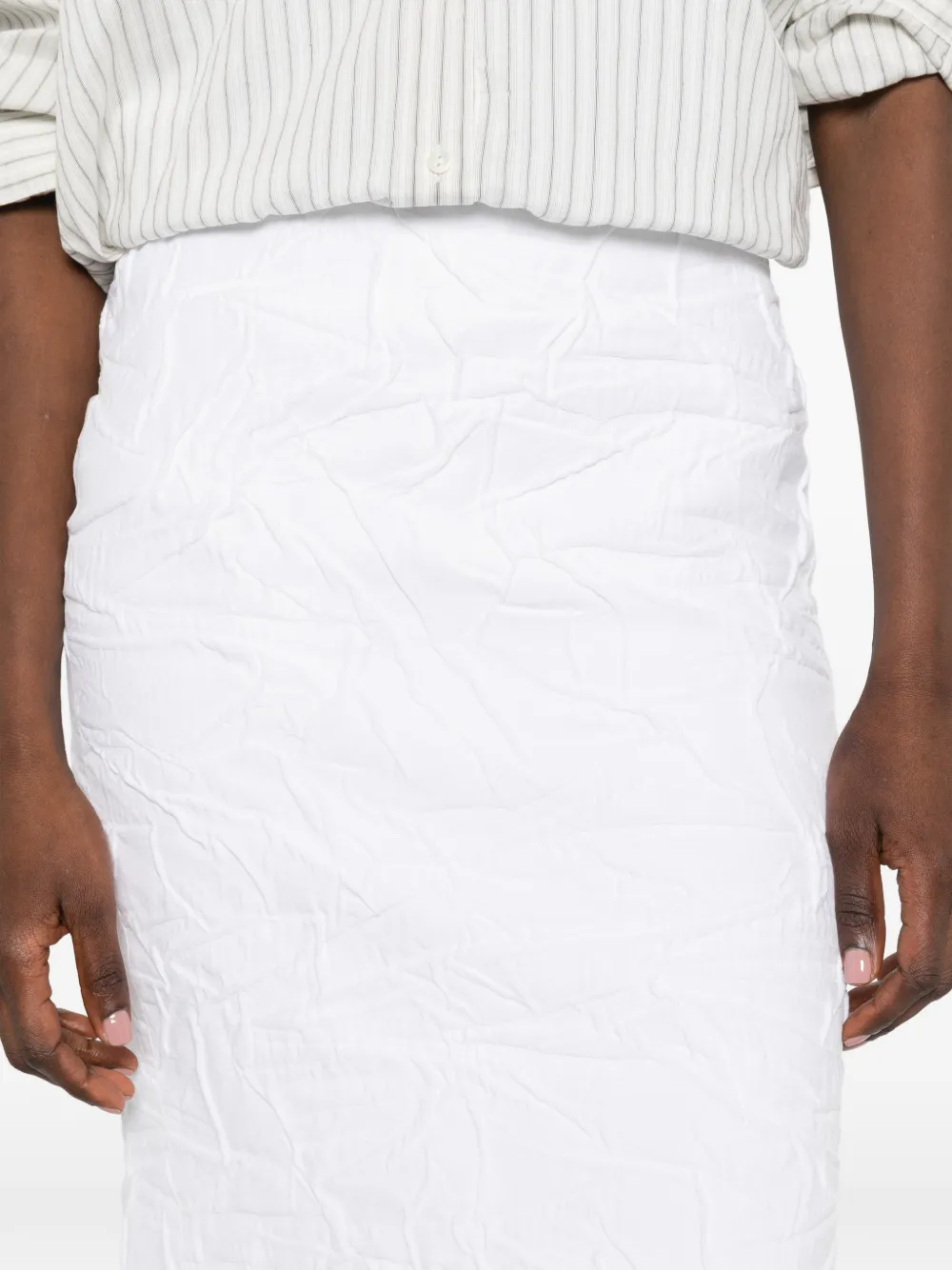 SHUSHU/TONG Crinkled-effect Skirt in White, view 5
