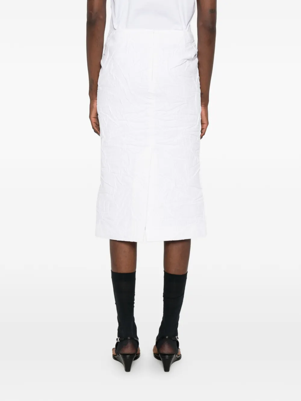 SHUSHU/TONG Crinkled-effect Skirt in White, view 4