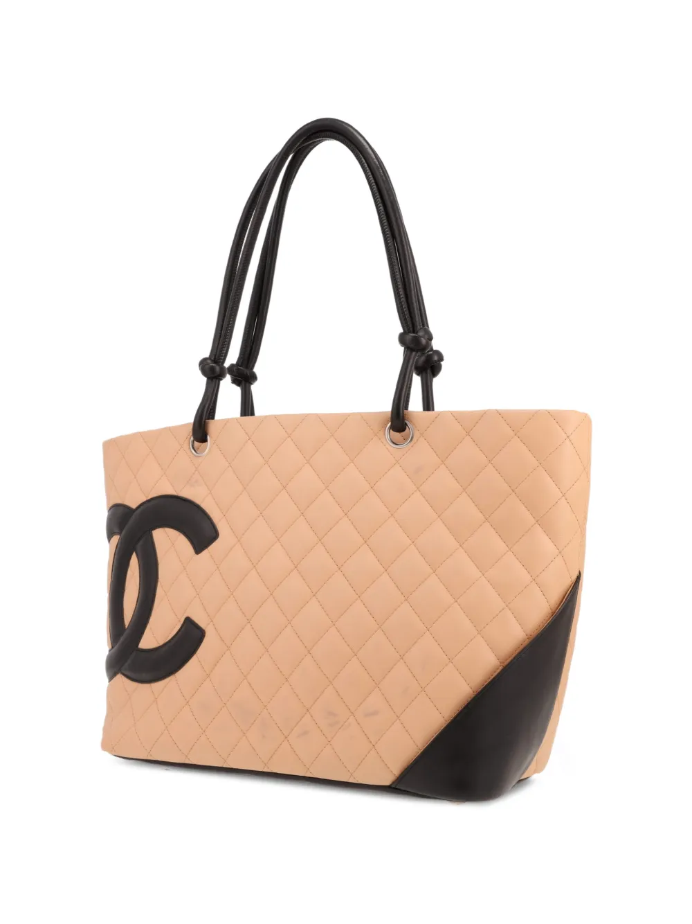 Chanel Pre-owned 2004 Cambon Quilted Leather Tote Bag in Neutrals, view 4