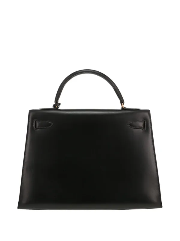 Hermès Pre-Owned 1977 Kelly 32 Leather Handbag | Black | FARFETCH