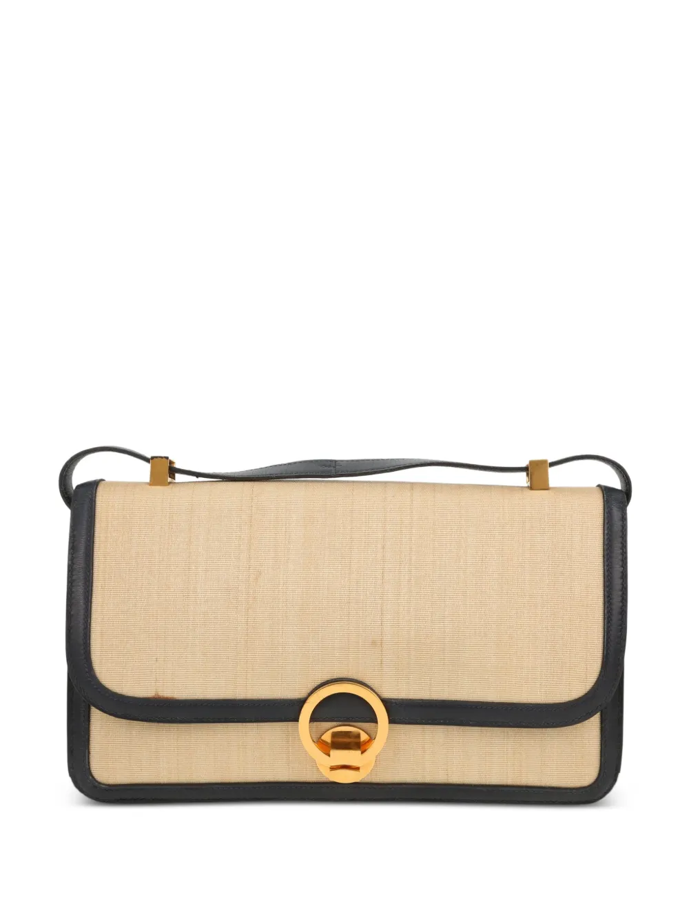 Hermès Pre-Owned Ring horsehair and leather shoulder bag - Neutrals