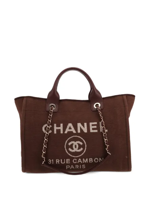 CHANEL Pre-Owned sac cabas Deauville en toile et cuir