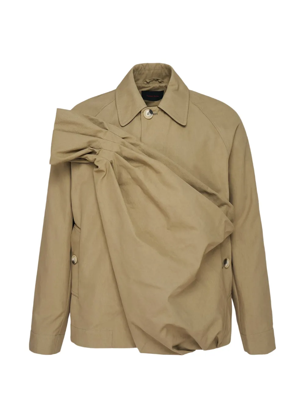 Simone Rocha draped-detail raglan-sleeve shirt jacket - Toni neutri