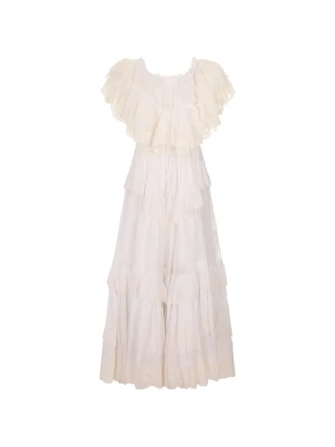 Chloé ruffled lace-embroidered maxi dress