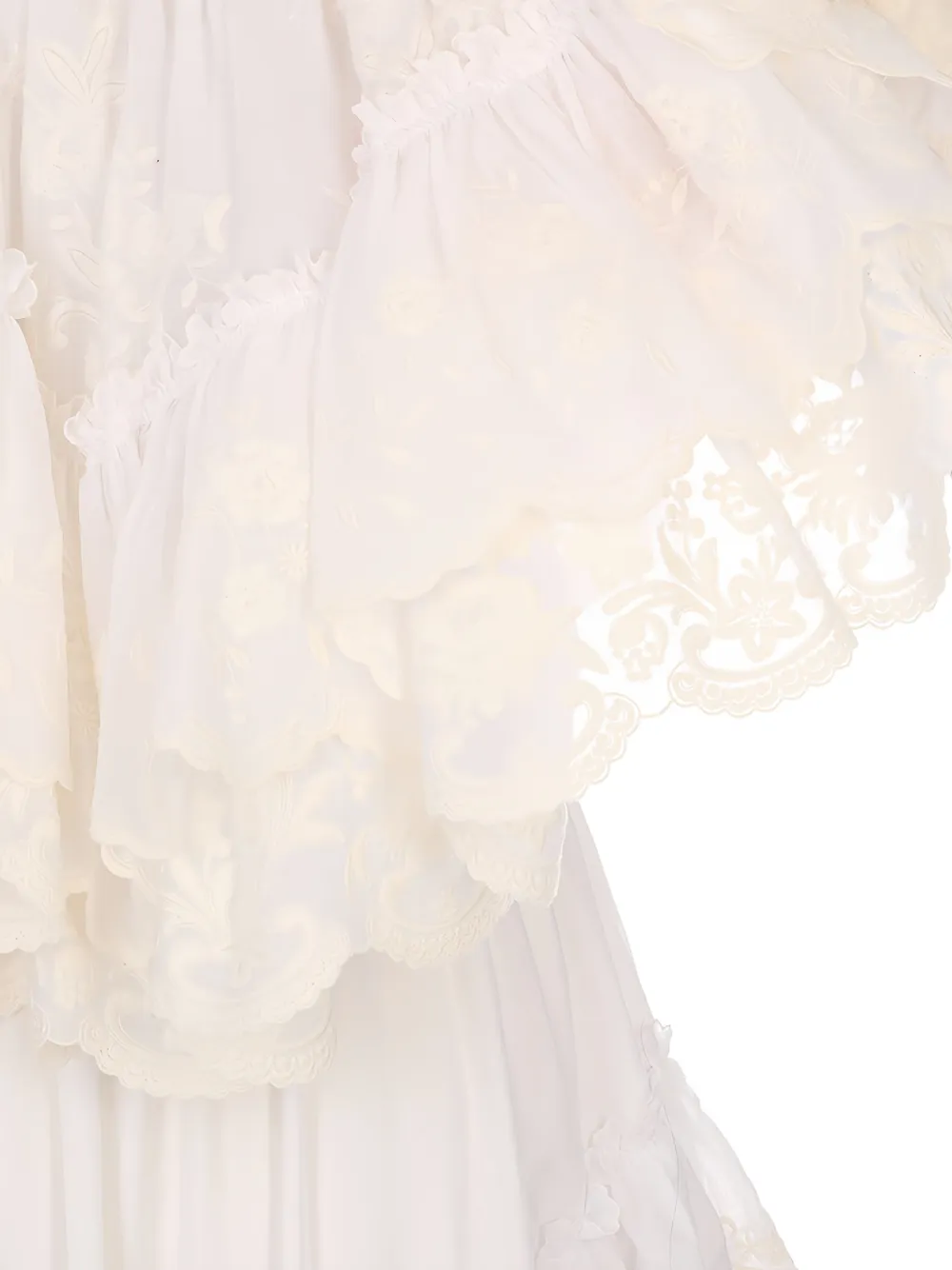 Chloé Maxi-jurk met ruches in katoenen voile Wit
