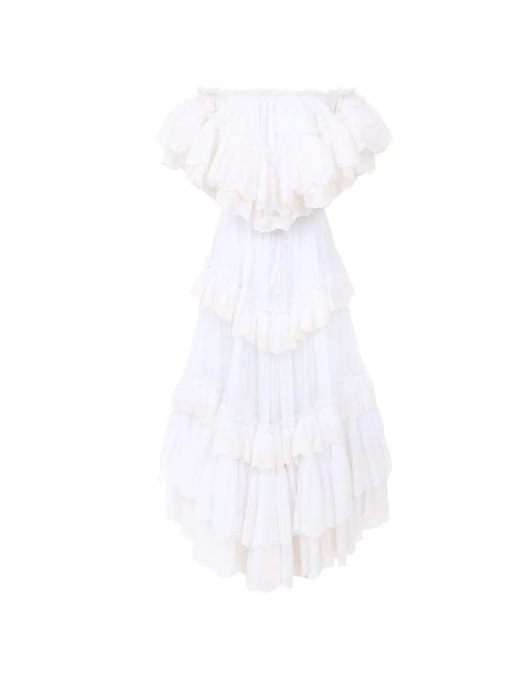 Chloé ruffled lace-embroidered maxi dress - Bianco