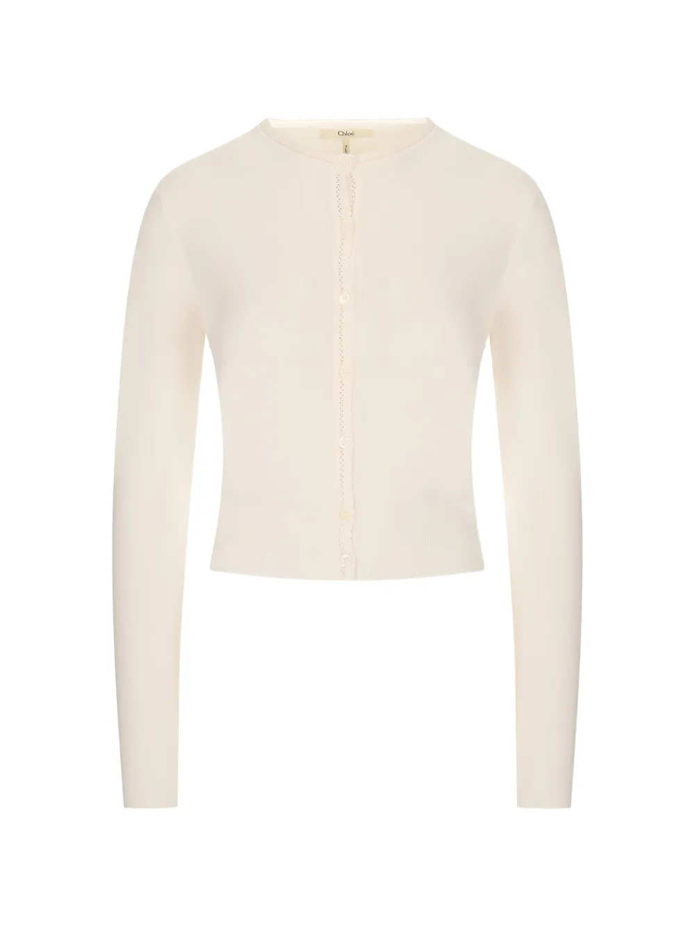Chloé pointelle-knit scalloped-trim cardigan - Weiß