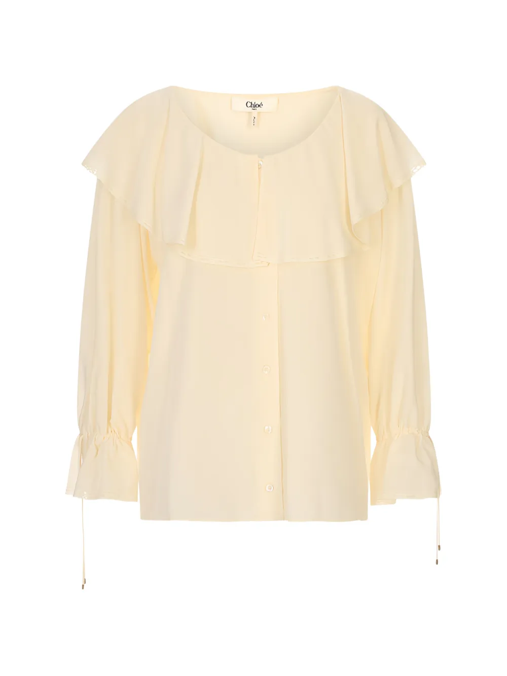 Chloé ruffled lace-trim blouse - Toni neutri