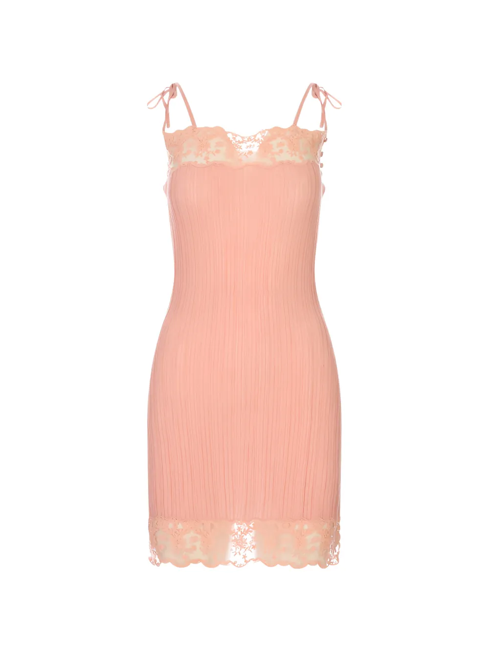 Chloé lace-trimmed ribbed-knit mini dress - Pink