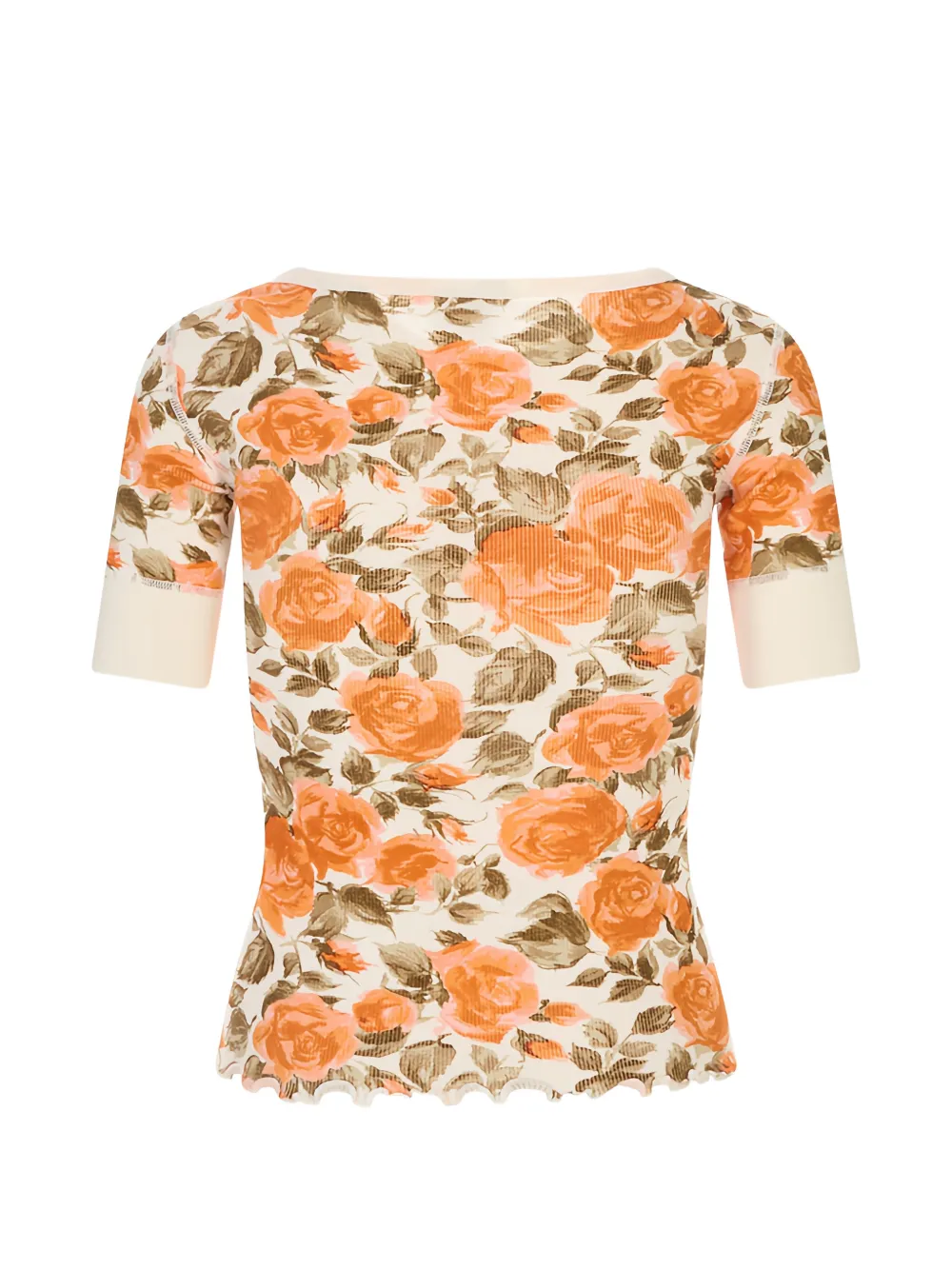 Chloé Ribgebreid T-shirt met bloemenprint Beige