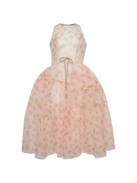 Simone Rocha floral-print tiered midi dress