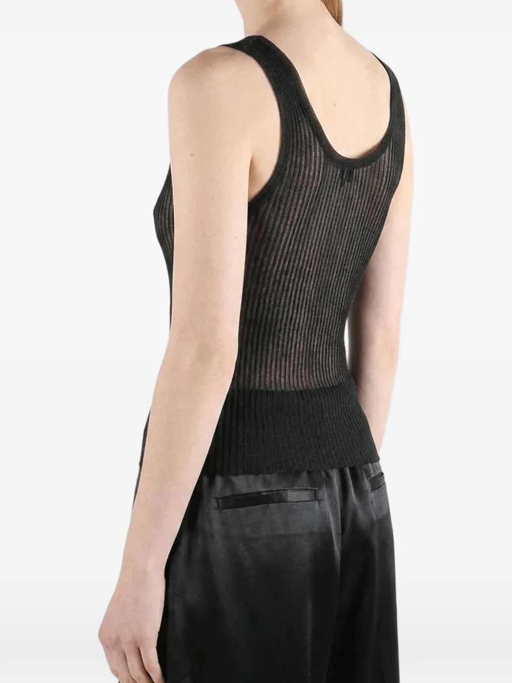 Uma Wang Ribgebreide tanktop Zwart