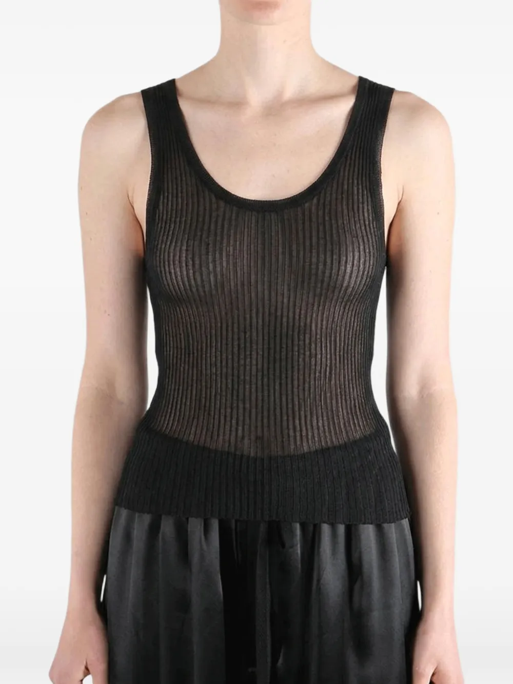 Uma Wang Ribgebreide tanktop Zwart