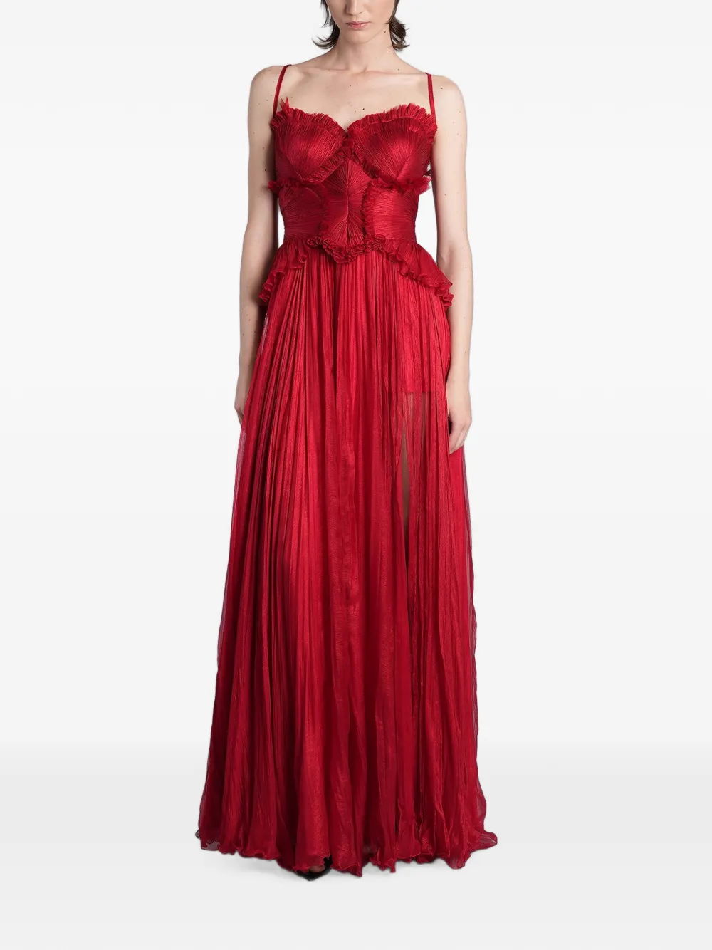 Iris Serban ruffled pleated maxi dress - Red