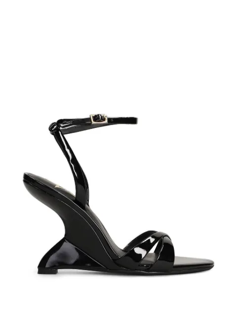 Marc Ellis patent-finish sculptural-wedge sandals