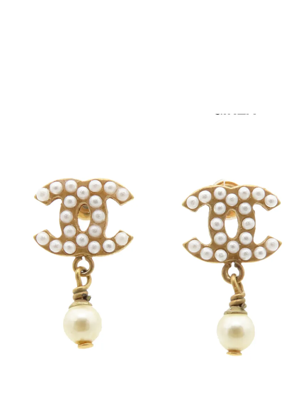 CHANEL Pre-Owned 2003 CC Gold Plated Faux Pearl Swing Push Back Earrings costume earrings - Oro