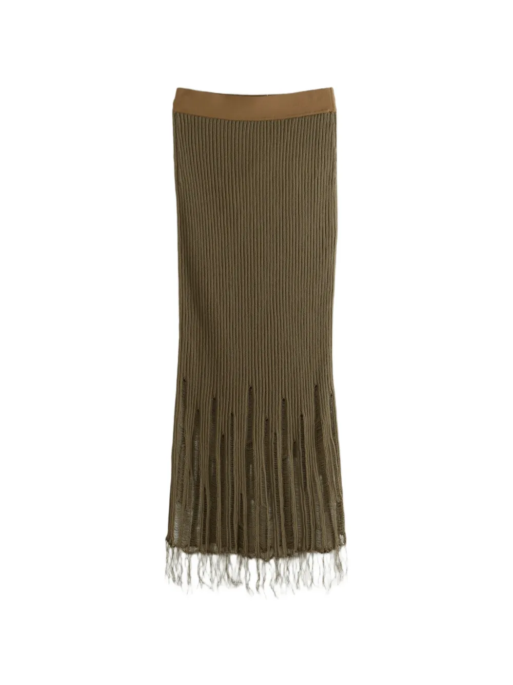 Uma Wang ribbed-knit distressed skirt - Verde