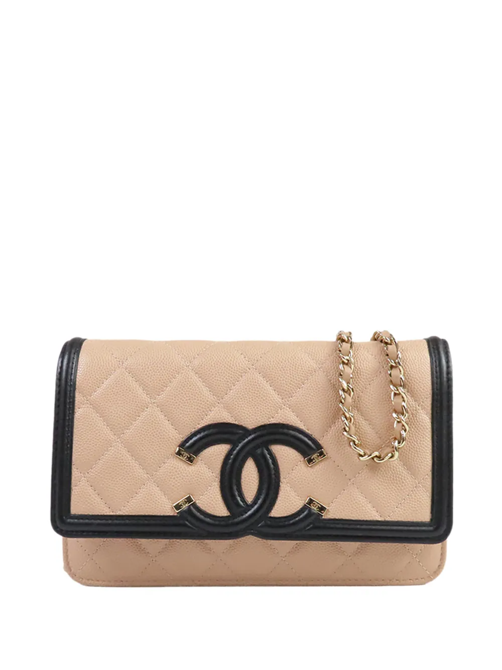 CHANEL Pre-Owned 2020 Caviar CC Filigree Wallet On Chain crossbody bag - Toni neutri