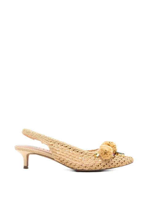 Bibi Lou Acer embellished raffia-effect pumps