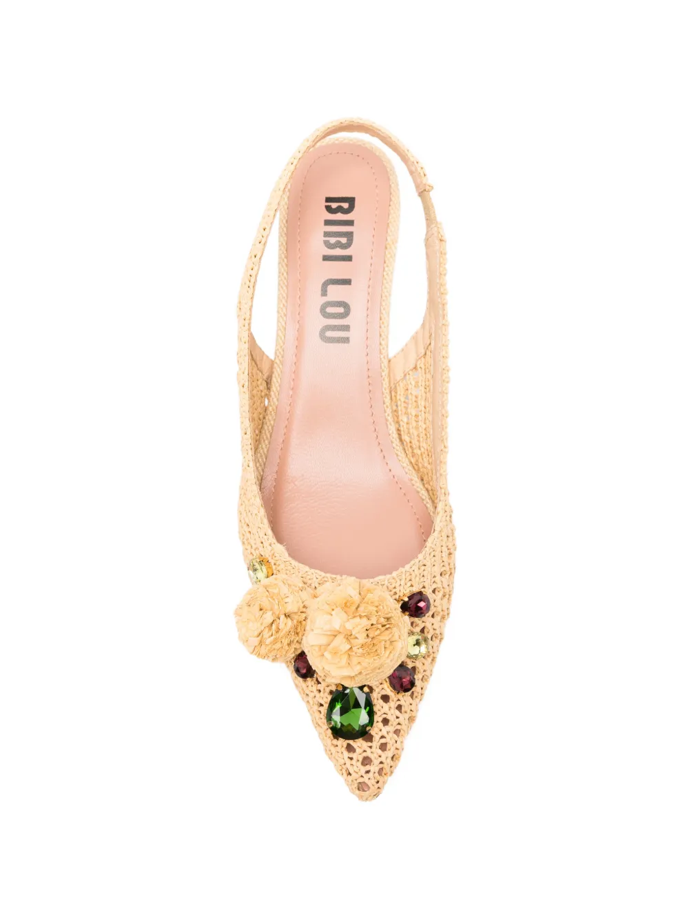 Bibi Lou Acer verfraaide pumps met raffia-effect Beige
