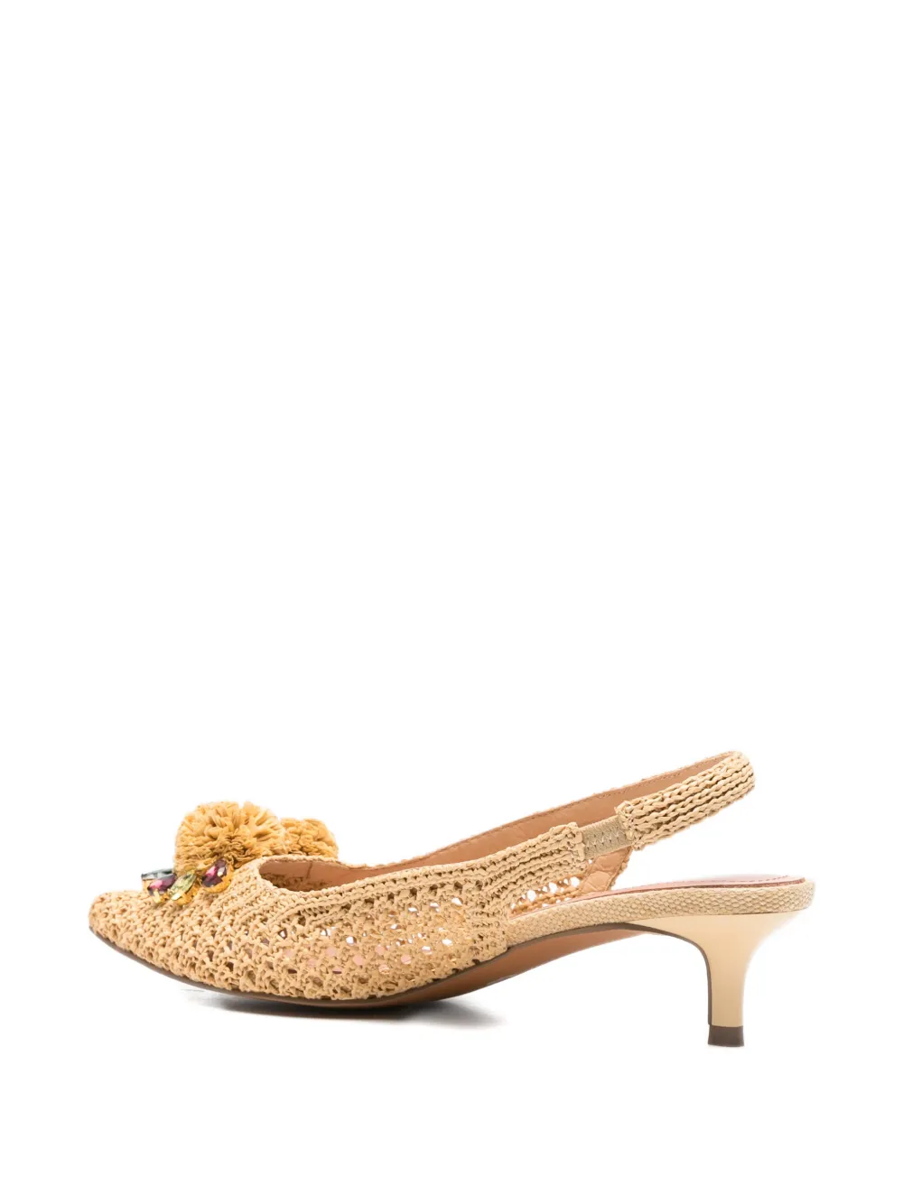 Bibi Lou Acer verfraaide pumps met raffia-effect Beige