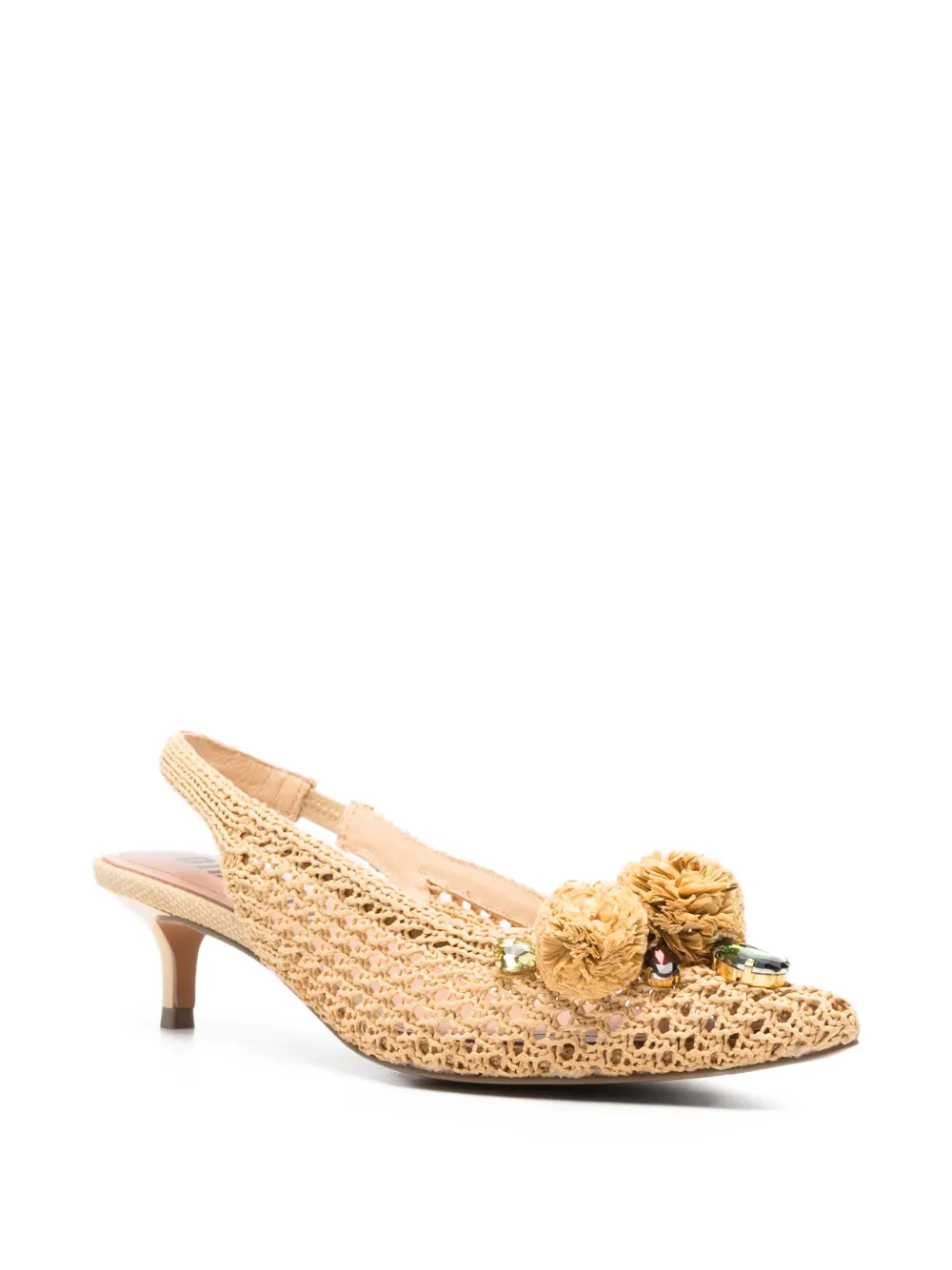 Bibi Lou Acer verfraaide pumps met raffia-effect Beige