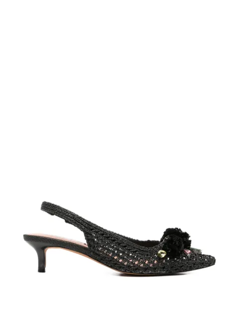 Bibi Lou Acer embellished crochet slingback pumps