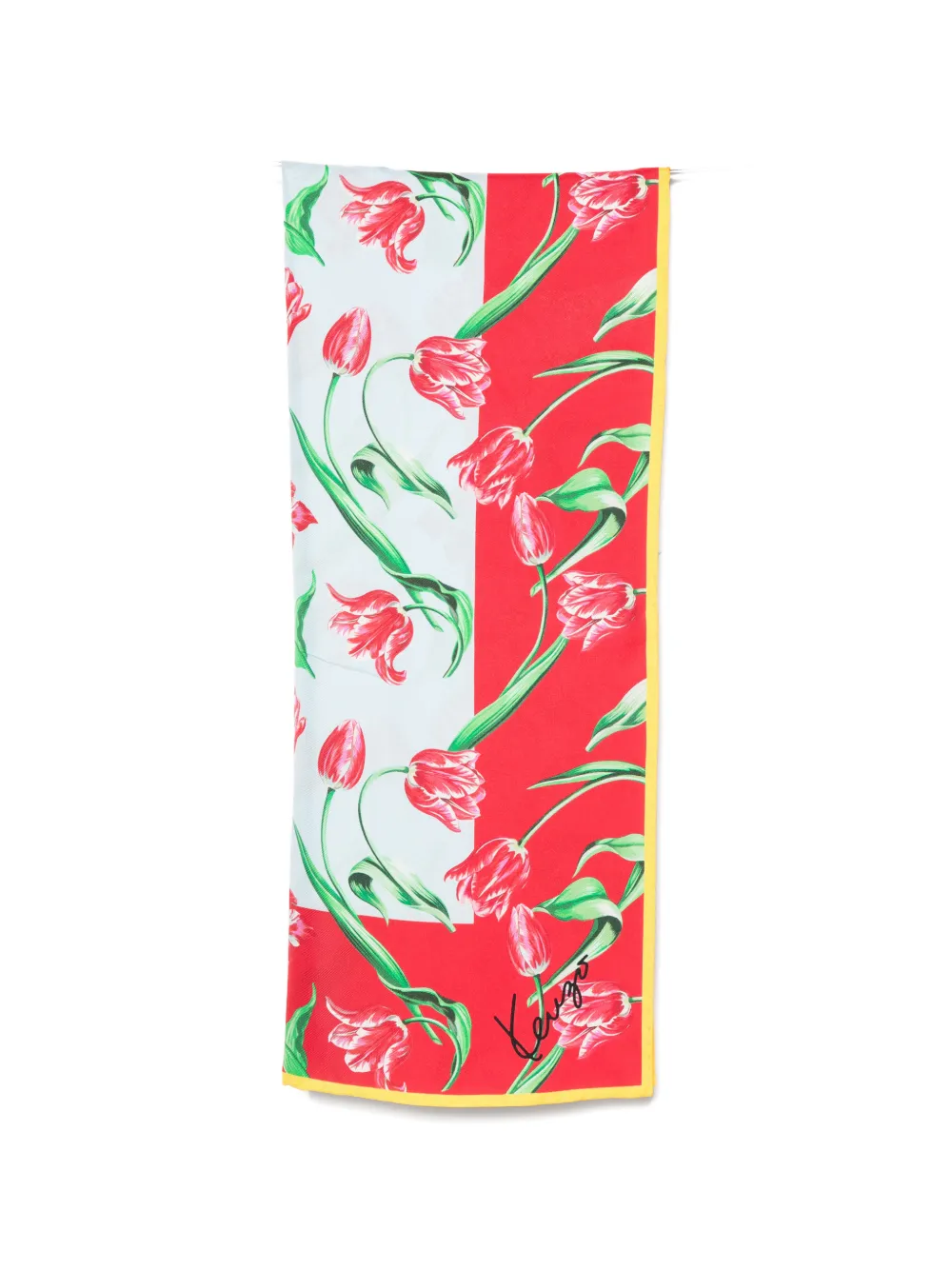 Kenzo tulip-print silk scarf - Blu